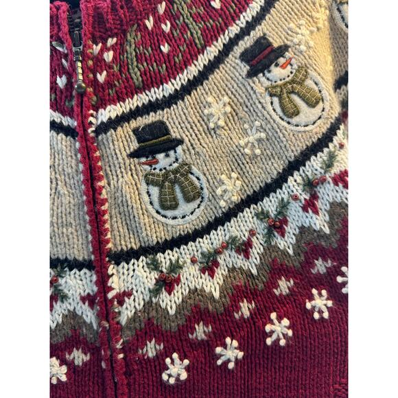Vintage Croft and Barrow Embroidered Christmas Snowman Cardigan Women’s Large - Picture 3 of 6